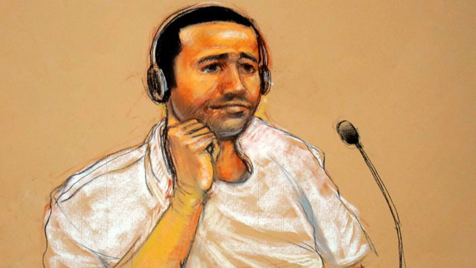 courtroom sketch by Janet Hamlin, shows terror suspect Abd al-Rahim al-Nashiri, 46, who was arraigned at Wednesday's hearing on charges related to the 2000 bombing of the USS Cole in Yemen.(AFP Photo / Janet Hamlin)