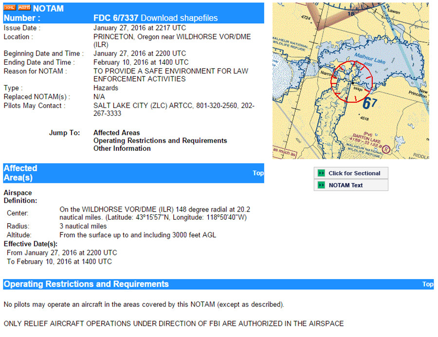 FAA No Fly Oregon