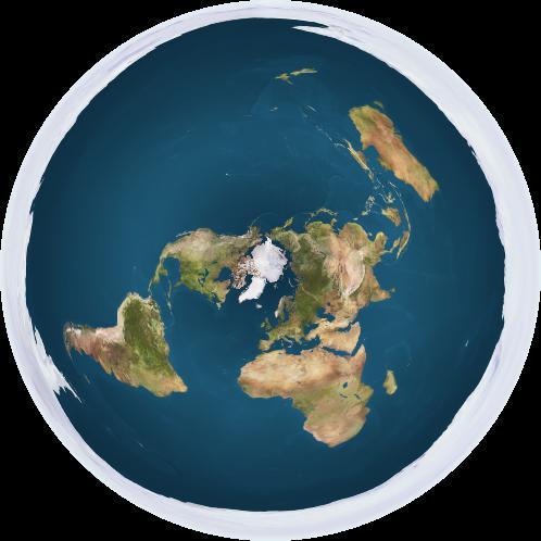 A Flat Earth model depicting Antarctica as an ice wall surrounding a disc-shaped Earth. Credit: Creative Commons 1.0 Generic | Trekky0623